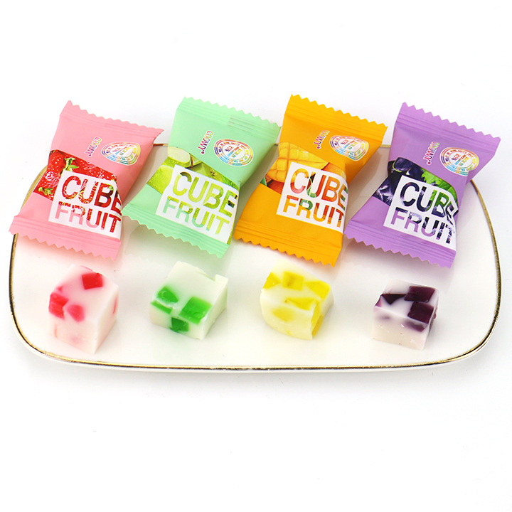 Mixed Fruits Dice Filled Milk Cube Fruit Soft Fugde Candy CH-J785-1