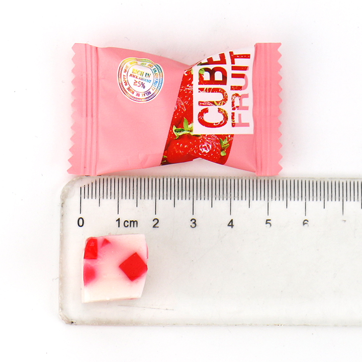Mixed Fruits Dice Filled Milk Cube Fruit Soft Fugde Candy CH-J785-1