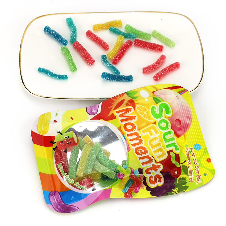 Mixed Fruit Sugar Sand Coated Sour Short Stick Gummy Candy CH-J794