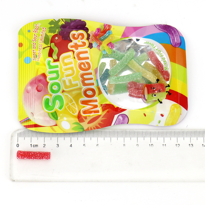 Mixed Fruit Sugar Sand Coated Sour Short Stick Gummy Candy CH-J794