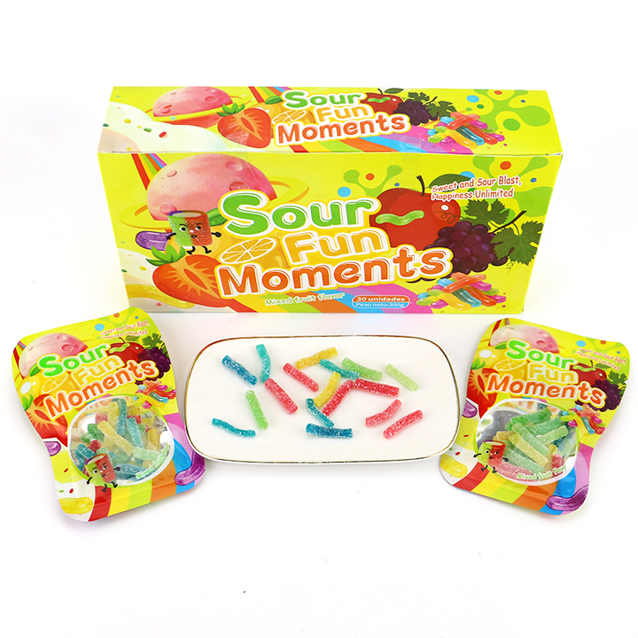 Mixed Fruit Sugar Sand Coated Sour Short Stick Gummy Candy CH-J794
