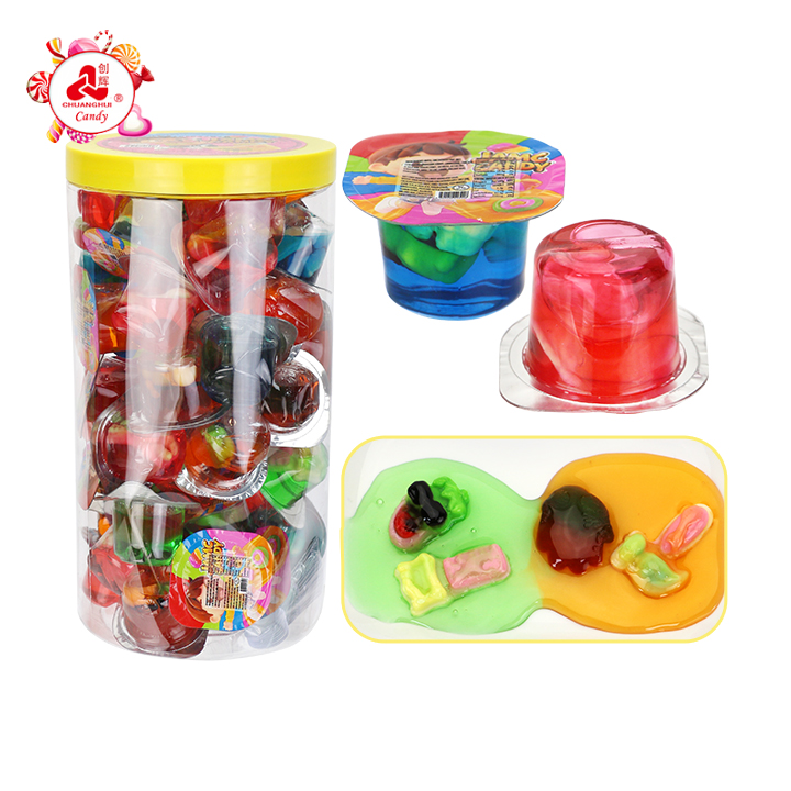 Sweet Sour Wet Gummy Fruit Jam Cup Gooey Gummies Candy in Jar CH-J796