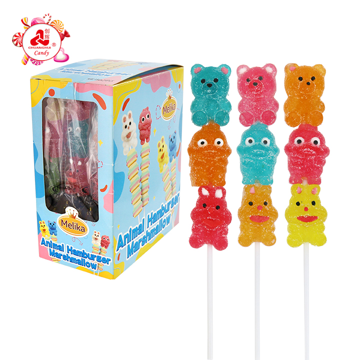 3-in-1 Cartoon Animal Shaped Soft Jelly Lollipop candy CH-J798