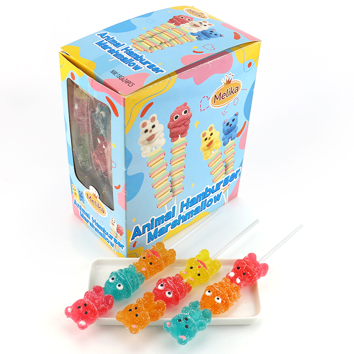 3-in-1 Cartoon Animal Shaped Soft Jelly Lollipop candy CH-J798