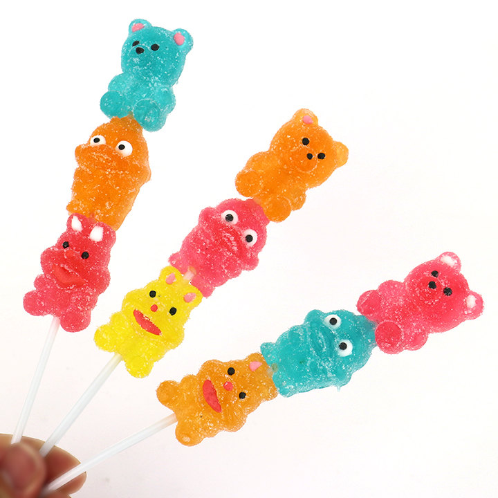 3-in-1 Cartoon Animal Shaped Soft Jelly Lollipop candy CH-J798