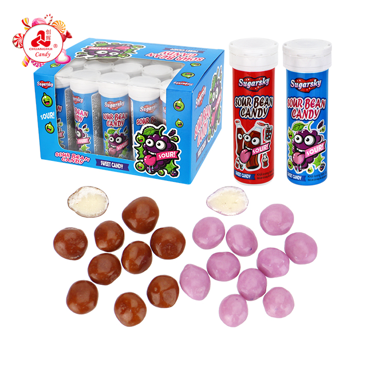 Cola & Grape Center Filled Sour Chewy Bean Candy CH-J802