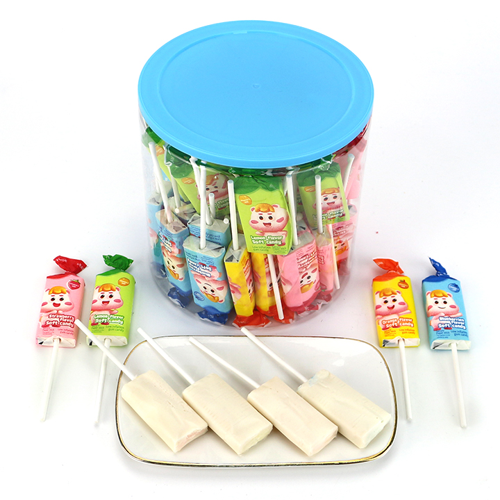 Low Inflation Milk & Fruit Flavor Chewy Soft Lollipop Candy CH-J803