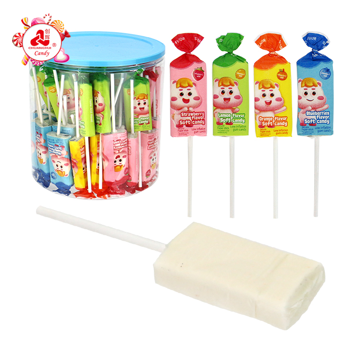 Low Inflation Milk & Fruit Flavor Chewy Soft Lollipop Candy CH-J803
