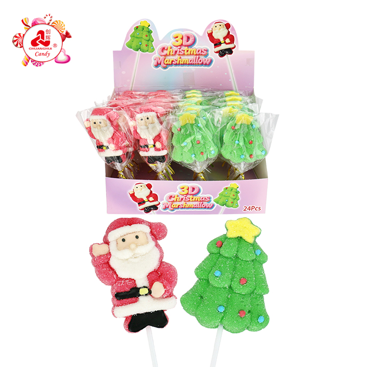 3D Christmas Santa & Tree Shaped Big Marshmallow Lollipop CH-M255