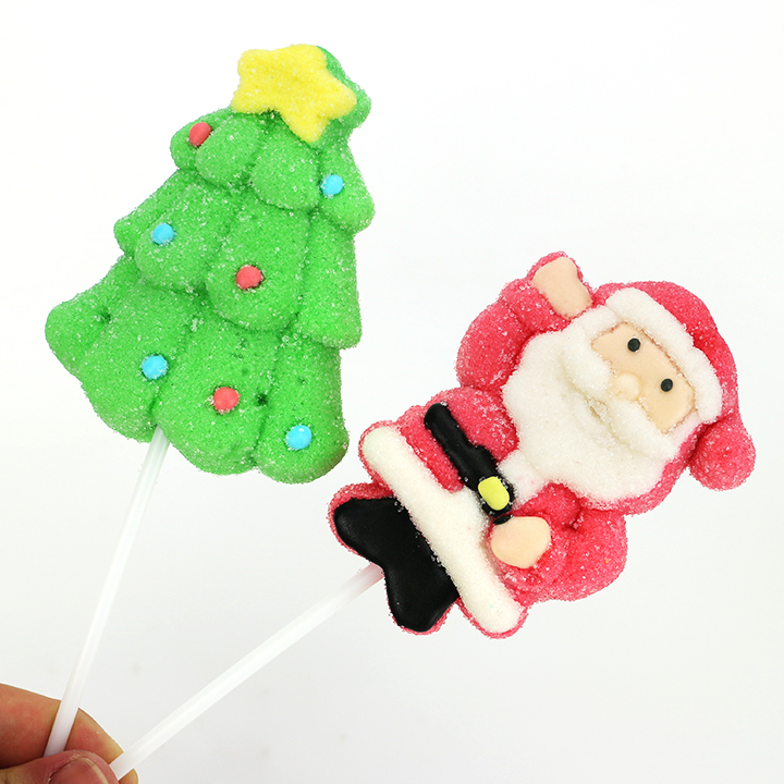 3D Christmas Santa & Tree Shaped Big Marshmallow Lollipop CH-M255