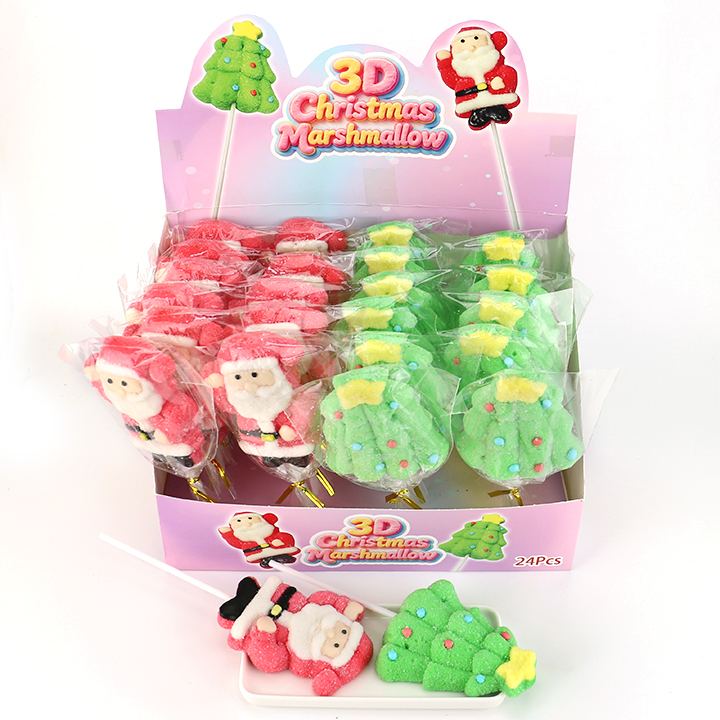 3D Christmas Santa & Tree Shaped Big Marshmallow Lollipop CH-M255