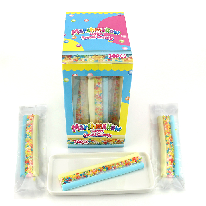 Hand tearable rainbow marshmallow strips with Mini Granule Candy CH-M258