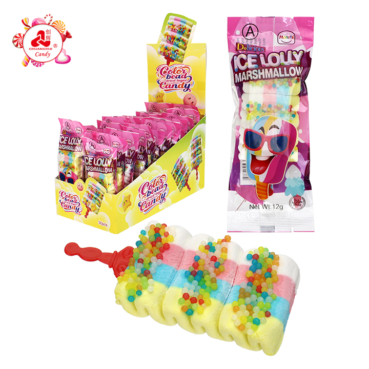 Ice Lolly popsicle Shaped Marshmallow With Colorful Sprinkle candy CH-M259