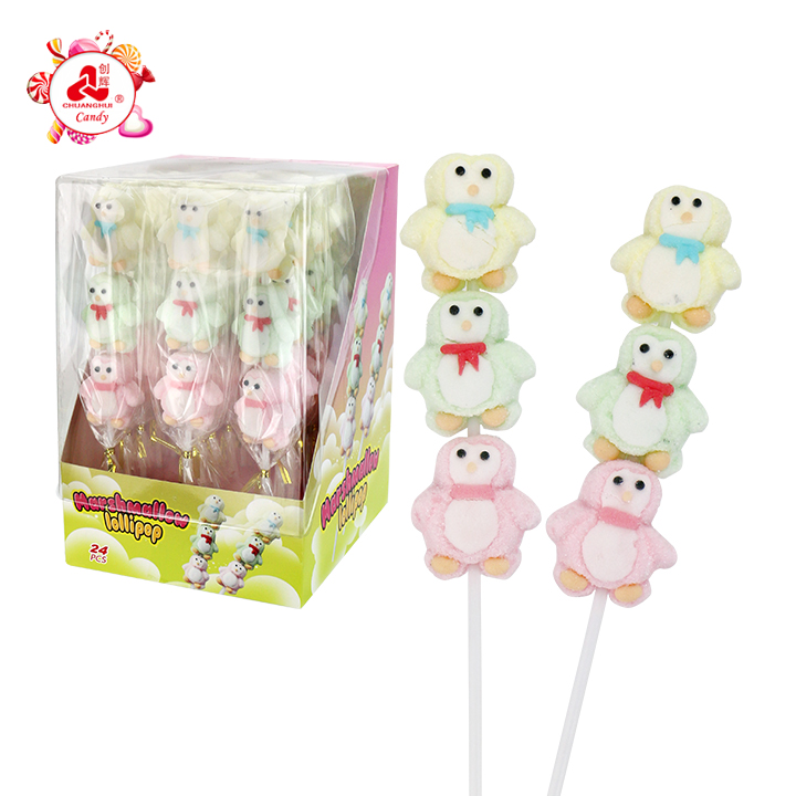 3pcs in Stick Cartoon Penguin Shaped Marshmallow Lollipop CH-M260