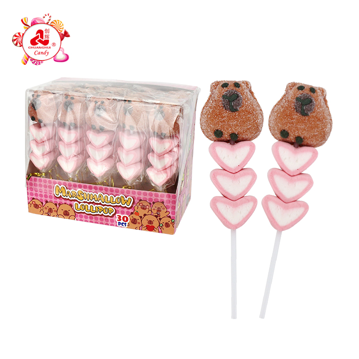 Cartoon Capybara & Love Heart Marshmallow String Lollipop Candy CH-M262