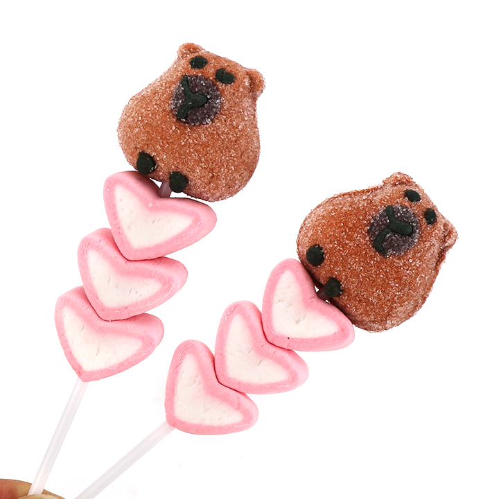 Cartoon Capybara & Love Heart Marshmallow String Lollipop Candy CH-M262