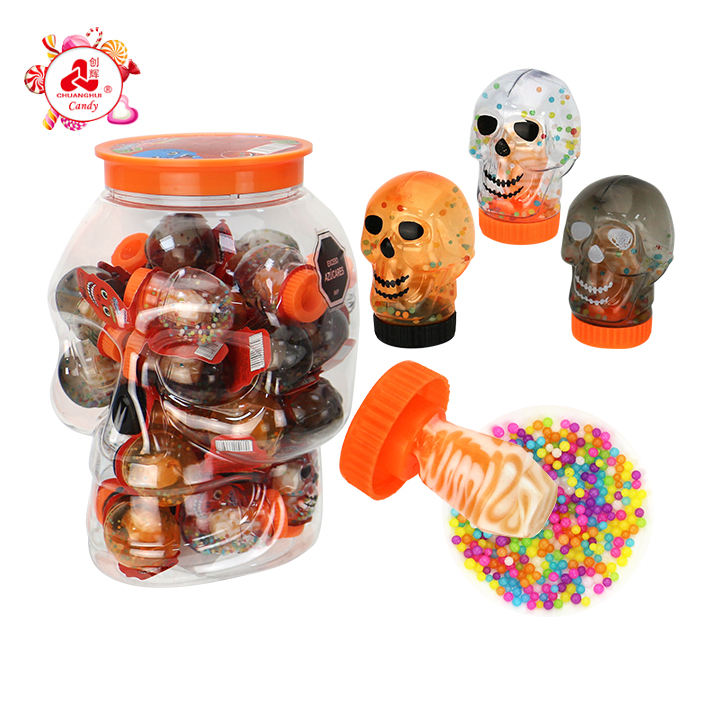 Halloween skull bottle shaped pacifier lollipop with mini sprinkle candy CH-N806
