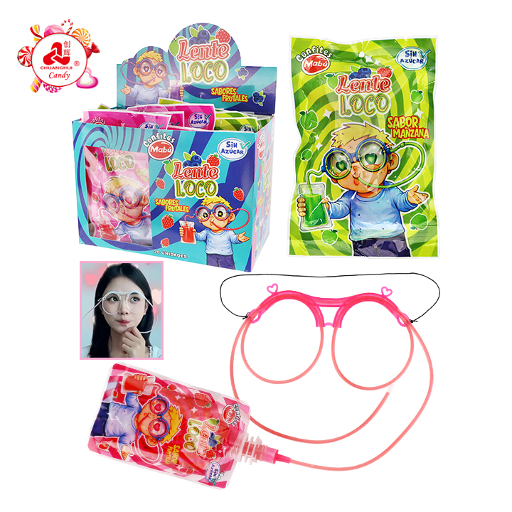 DIY Eyeglass Straw Liquid Drink Toy Candy With Sour Jam Candy T1463