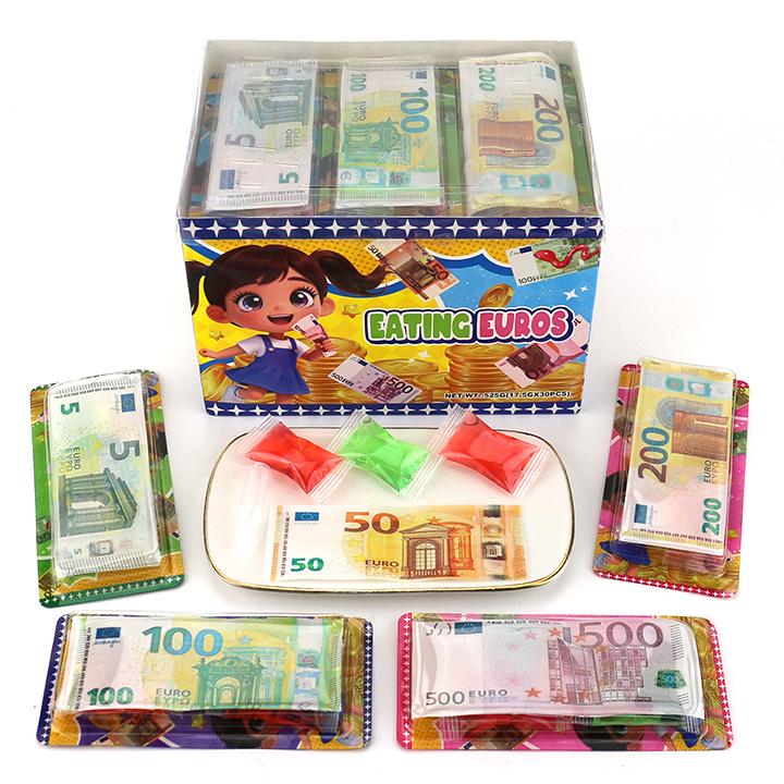 USD Euro Bill Money Shaped Edible Rice Paper with Liquid Jam Candy CH-T1476
