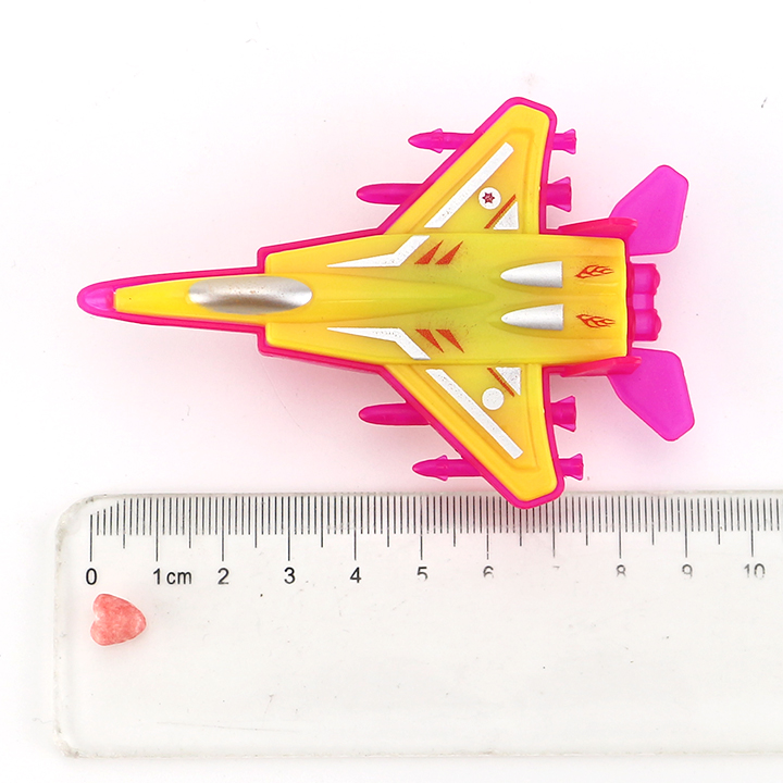 Fighter aircraft shape pull-back car toy candy with Love heart puffed candy CH-T1478