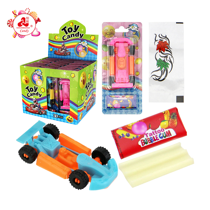 Cartoon F1 Race Car Toy with Tattoo Sticker Bubble Gum CH-T1479 Cartoon F1 Race Car Toy with Tattoo Sticker Bubble Gum CH-T1479