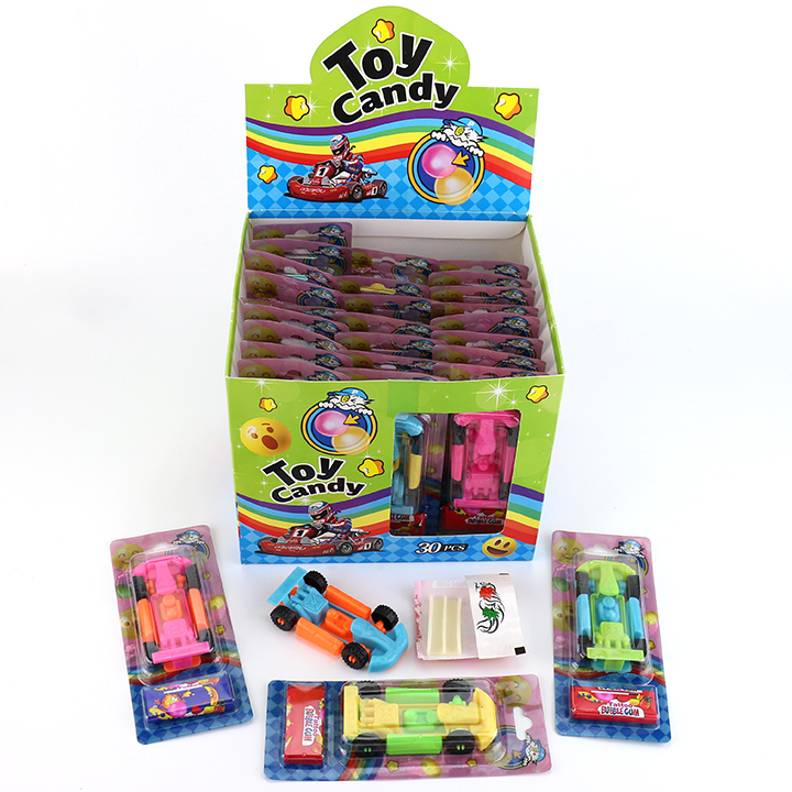Cartoon F1 Race Car Toy with Tattoo Sticker Bubble Gum CH-T1479