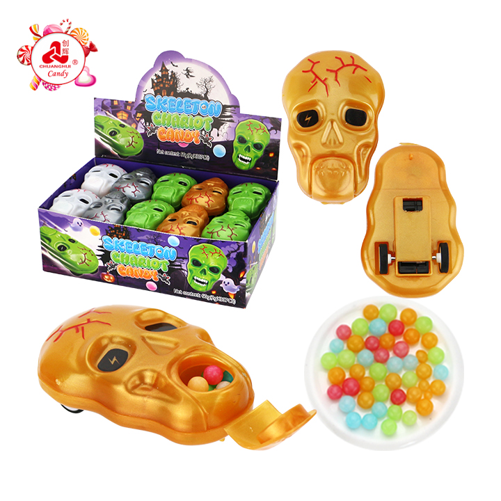 Halloween Skull Pull-Back Toy Car with Mini Colorful Candy CH-T1480 Halloween Skull Pull-Back Toy Car with Mini Colorful Candy CH-T1480
