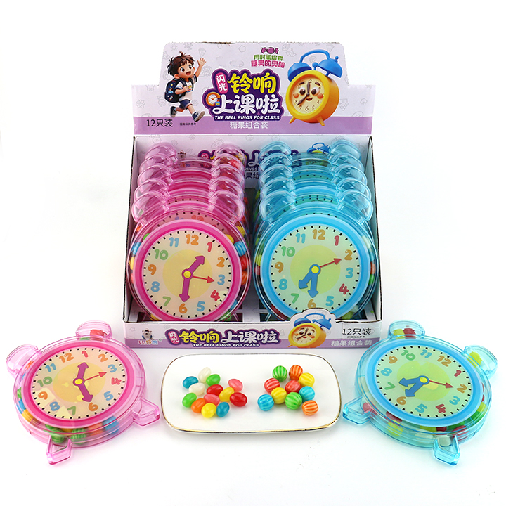 LED Light Alarm Clock Shaped Toy Candy Box with Colorful Candies TB279