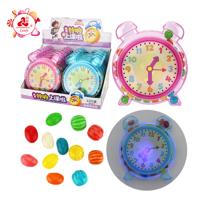 LED Light Alarm Clock Shaped Toy Candy Box with Colorful Candies TB279