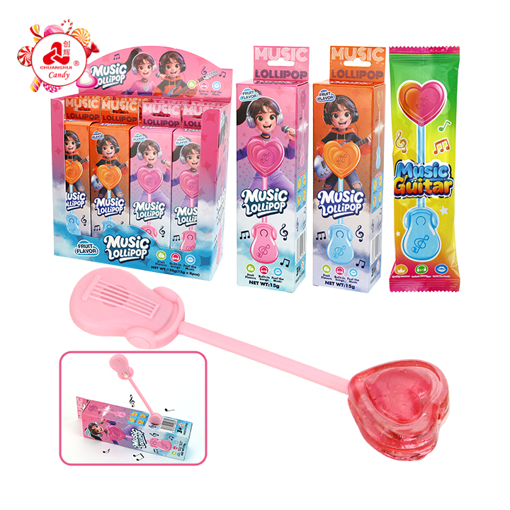 Love-heart shaped Lollipop Bone Conduction Music Guitar Lollipop Toy Candy CH-TB280