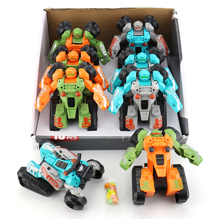 Variable beach Motorcycle Transform ATV robot toy with colorful candyCH-TB281
