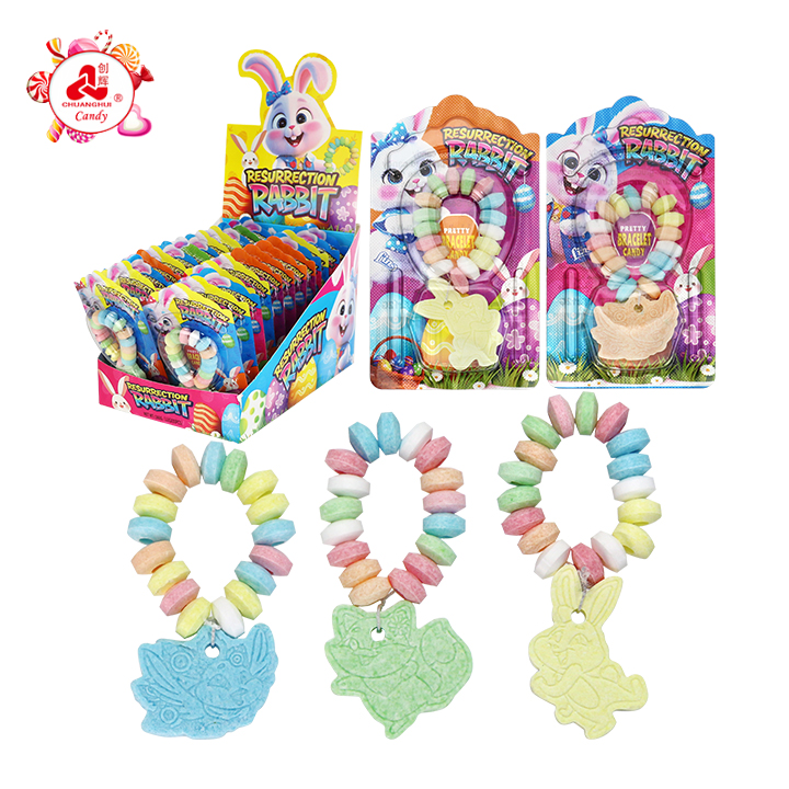 Happy Easter Cartoon Rabbit Necklace Bracelet Pressed Candy CH-Z306