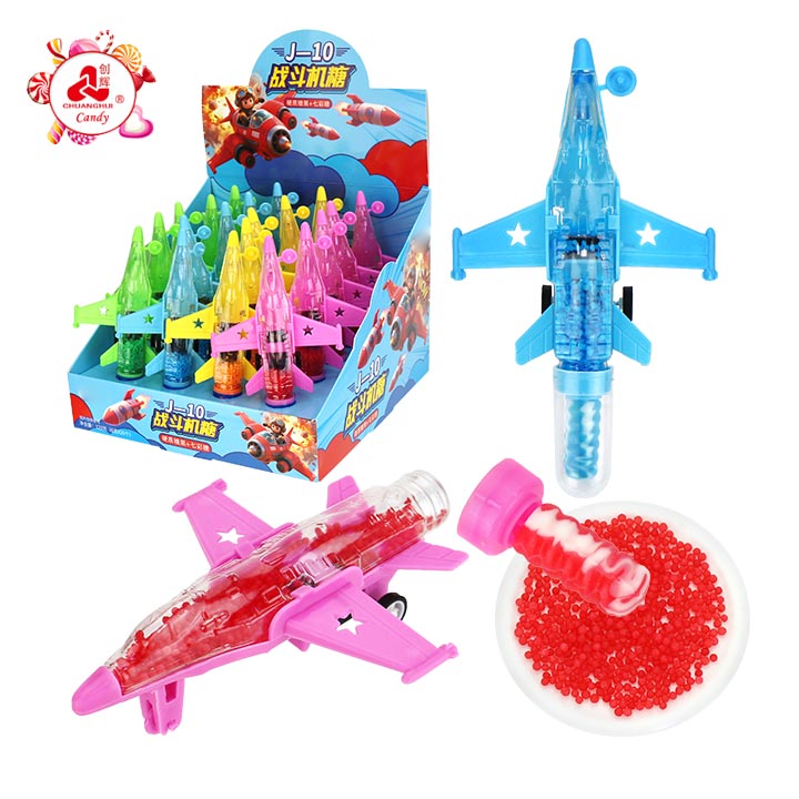 Aircraft Fighter Plane Toy Candy with Mini Colorful Pearl Bead Candy & Lollipop CH-T1485