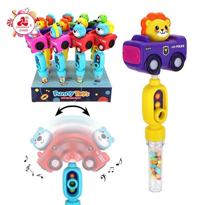 Big Tube Candy Toy Cute Animal Car Shaking Whistle Toy Candy CH-TB291
