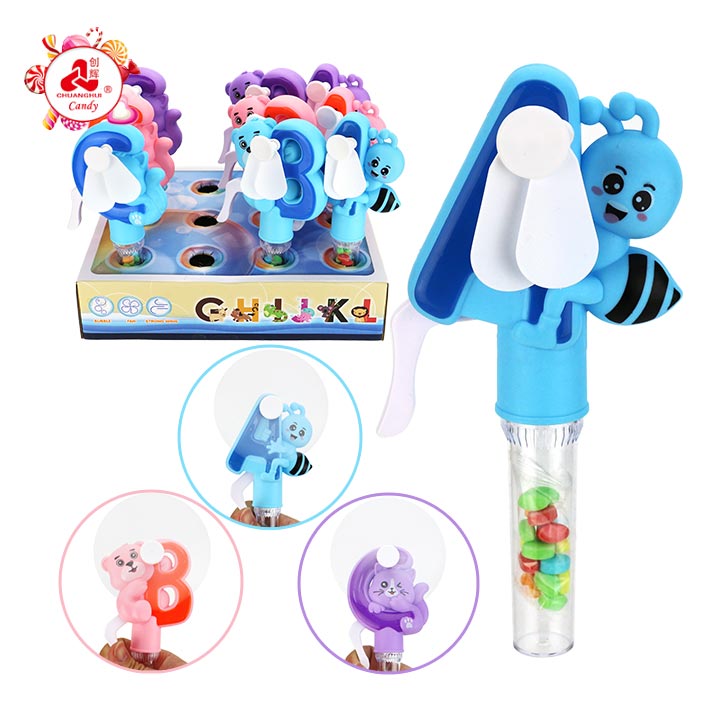 Big Tube Candy Toy Cartoon Animal Alphabet ABC Hand Press Fan Toy Candy CH-TB294