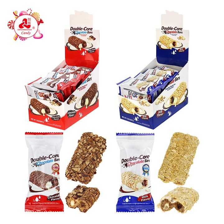 Double Core Crispy Oat Chocolate Bar Cereal Coated Milk cream filled CH-D157-1