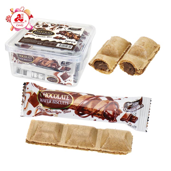 PVC boxed Chocolate Wafer Biscuits Bar Crispy Chocolate Filled Wafer Stick CH-D161