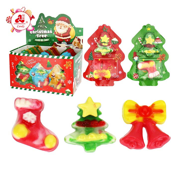 Christmas Tree Shaped Gummy Candy 3D Xmas Stocking Bell Mixed Fruit Gummy CH-J815