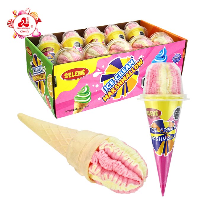 Halal Sweet Cone Ice Cream Marshmallow Candy Cup CH-M267
