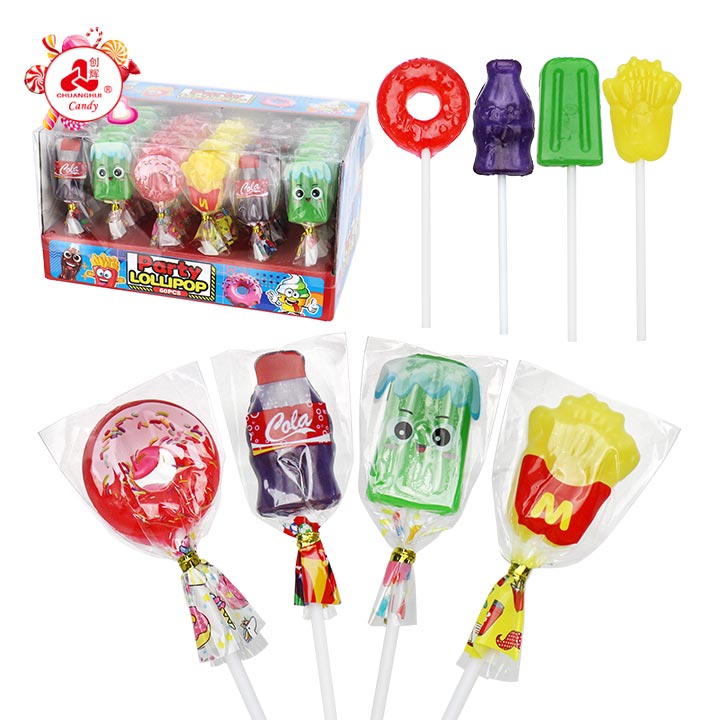 Mini Donut Cola Fries Popsicle Fast Food Shaped Hard Lollipop Candy For Kids CH-BP179