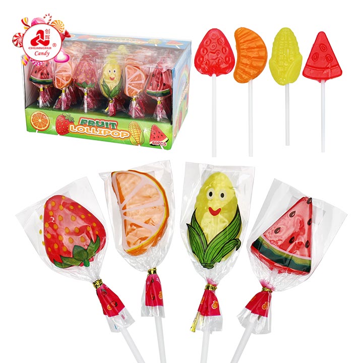 Mini Fruits Watermelon Strawberry Orange Corn Hard Lollipop Candy CH-BP180
