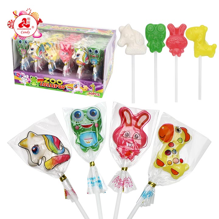 Mini Animal Unicorn Rabbit Frog Giraffe Zoo Shaped Hard Lollipop Candy CH-BP181