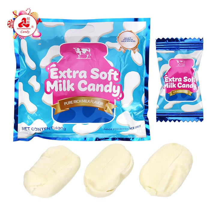 400g Extra Soft Pure Rich Milk Flavor Chewy Candy in bag CH-G116
