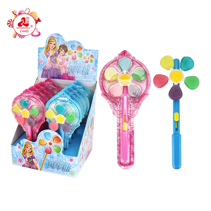 Halal Sweet Rotating Princess Windmill Hard Lollipop Toy Candy CH-H079