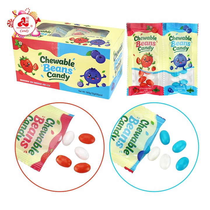 2 in 1 Chewable Mint Beans candy Strawberry & Blueberry flavors CH-Z313