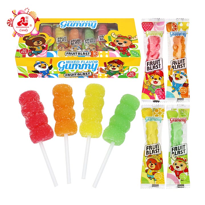 4 Fruit Blast Bingtanghulu Shaped String Jelly Gummy Lollipop CH-J826