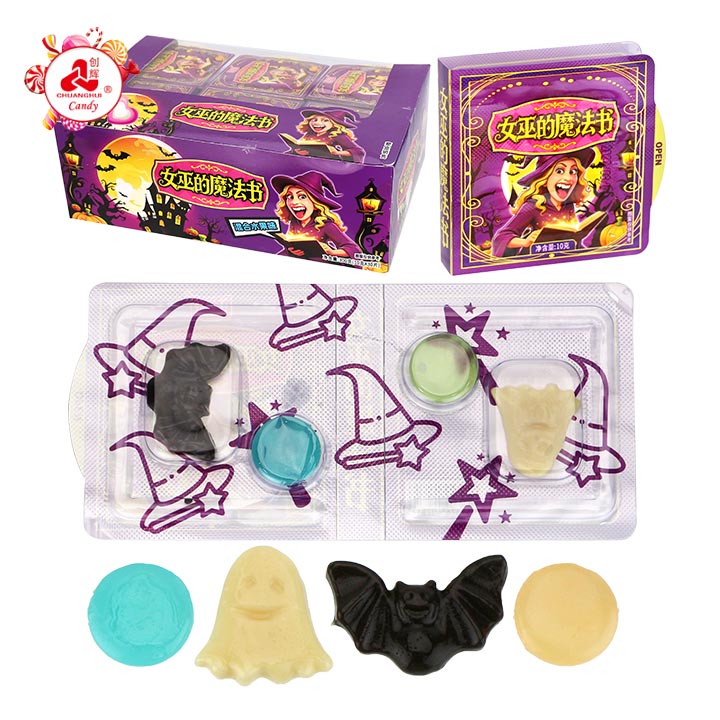 Halloween Witch's Magic Candy Book Bat Ghost Gummy Candy with hard candy CH-J827