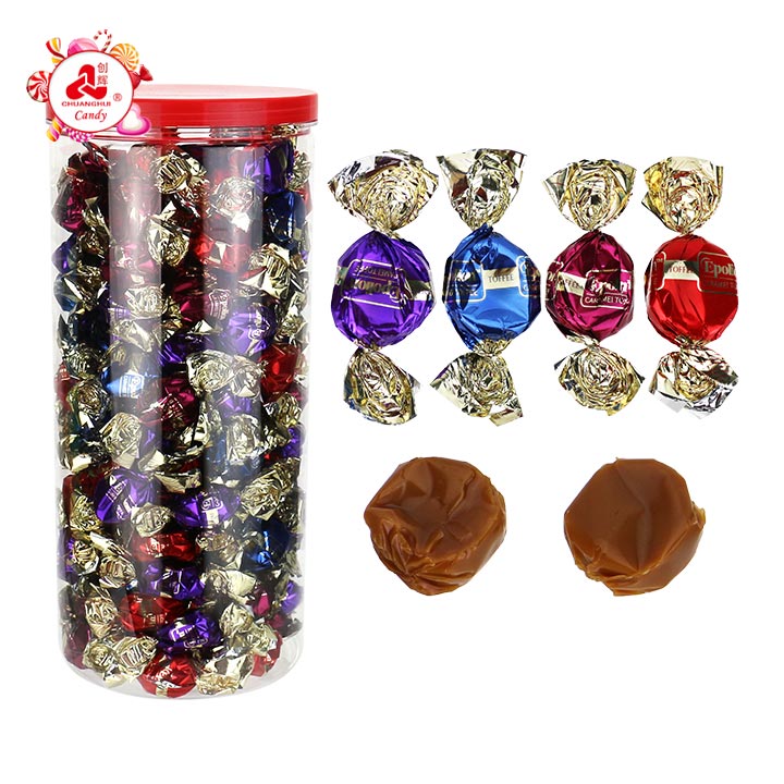 1kg Bottle Toffee Candy Color Foil Double Twist Creamy Caramel Chewable Toffee Candy CH-J828