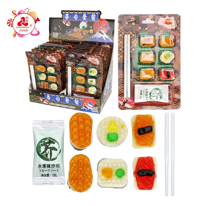 Japanese Style Sushi Gummy Candy With Fruit Jam & Chopsticks CH-J829