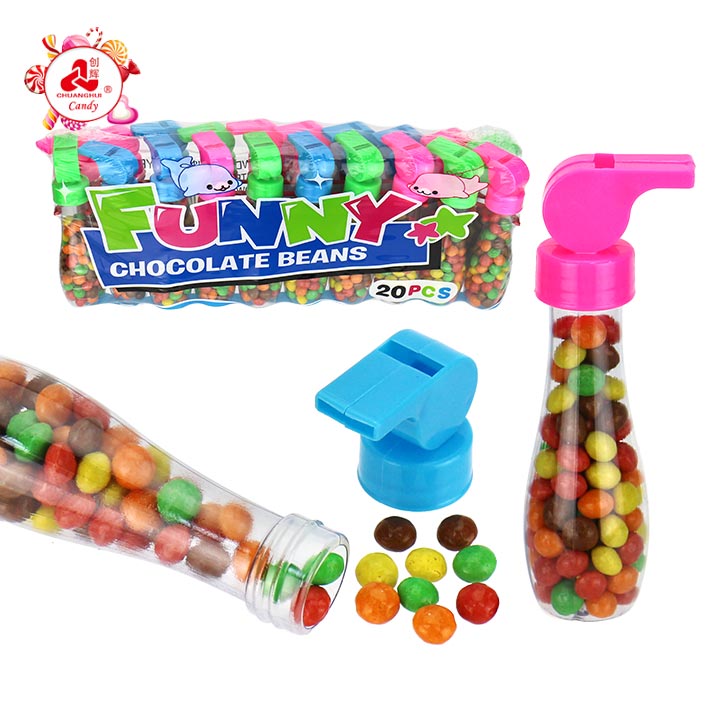 Funny Toy Whistle Bottle Packaging Colorful Chocolate Bean Candy CH-N818